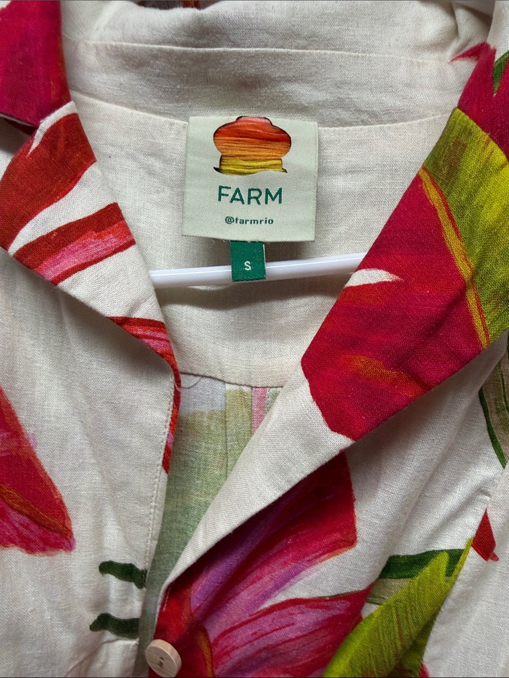 FARM Rio White Mini Dress with Green, Pink and Brown Tropical Leaves - Picture 13 of 13